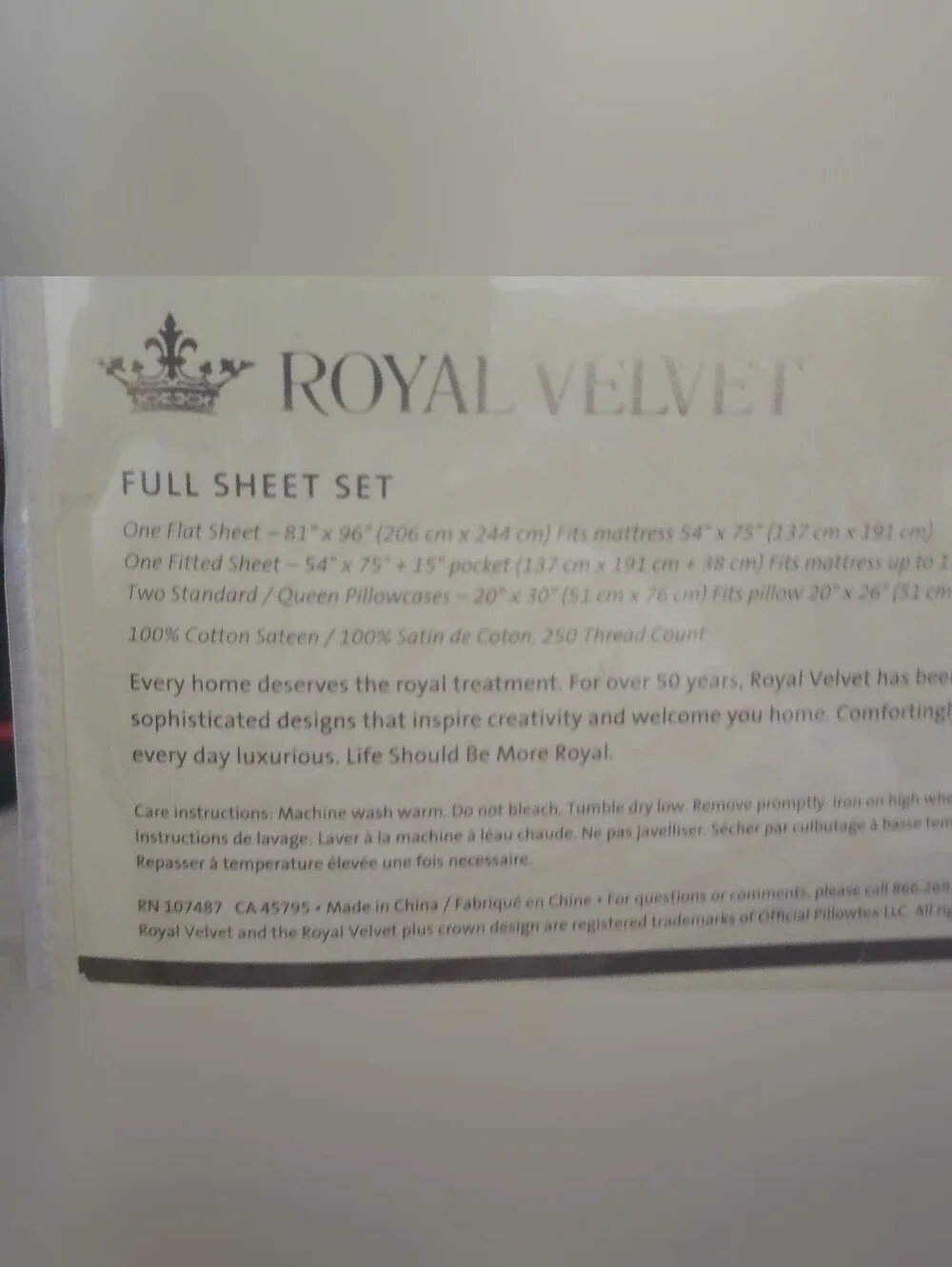 Royal Velvet Cream Full Sheet Set - Elegant Soft Bedding 4 Piece Set 250 TC